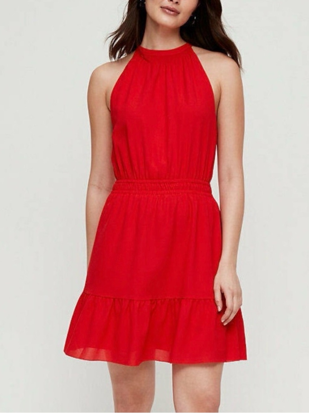 Aritzia Wilfred Size L Effet Halter Mini Dress - Red